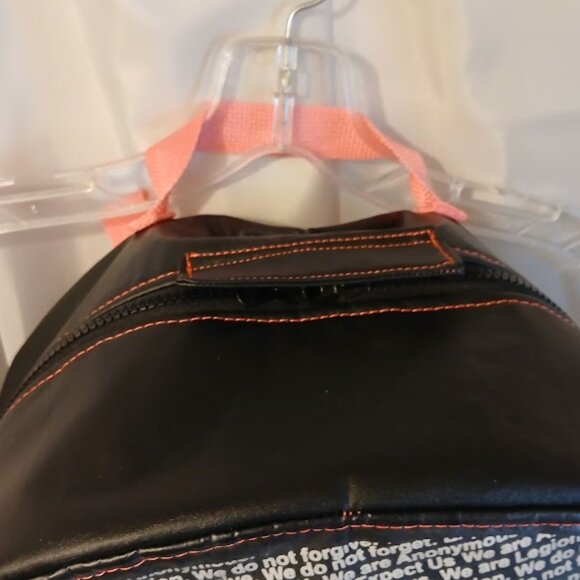 New Repurposed Anonymous Hoodie Backpack Black Bright Pink studded Oversized Bag - Picture 7 of 13